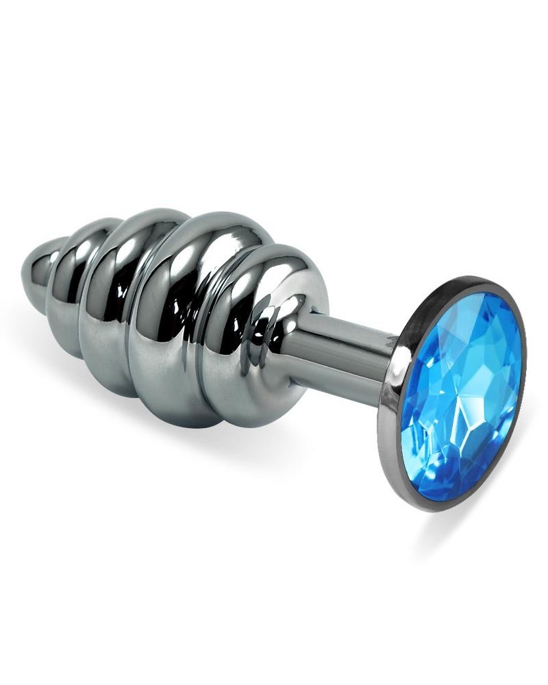 spiral butt plug rosebud with blue jewel