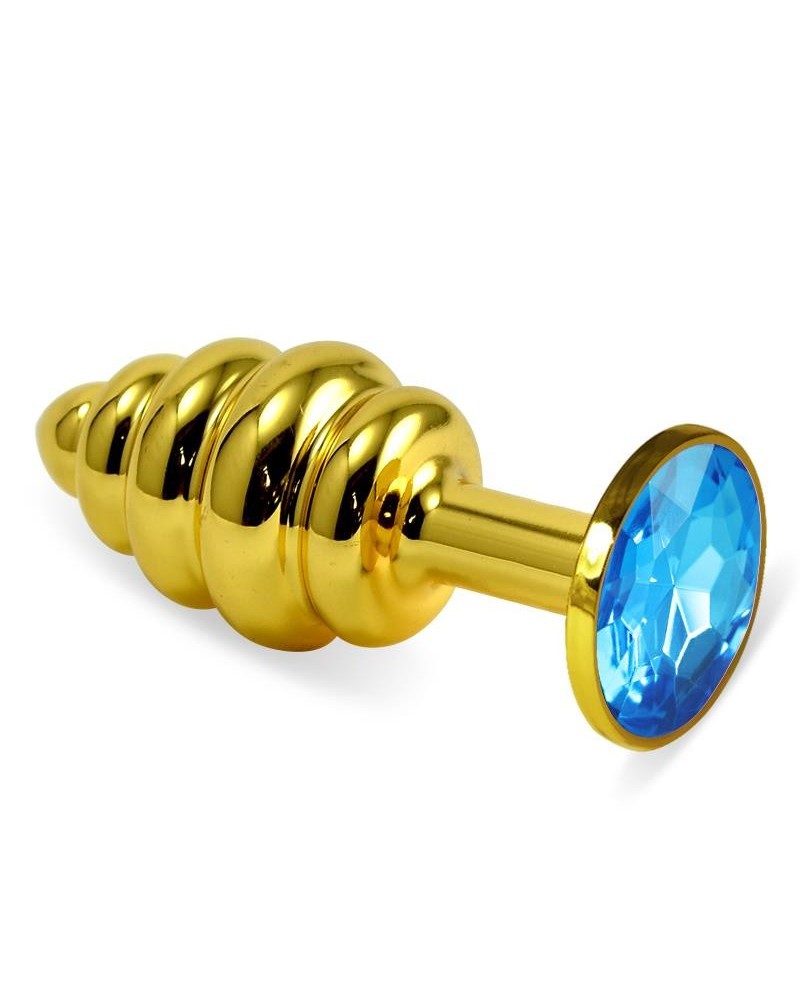 spiral butt plug rosebud with blue jewel