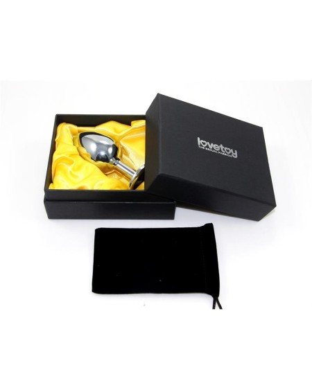 butt plug silver rosebud classic with green jewel size s