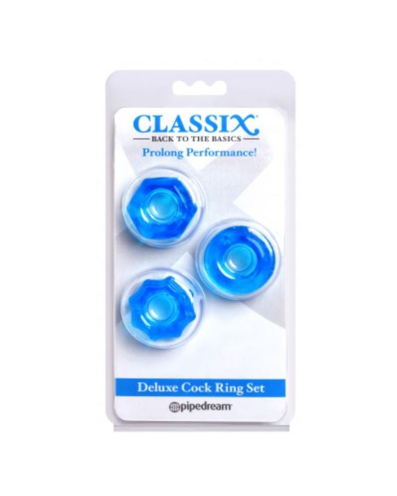 deluxe cock ring set of 3 blue