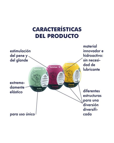 set of 3 masturbator egg riffle, bubble and fierce