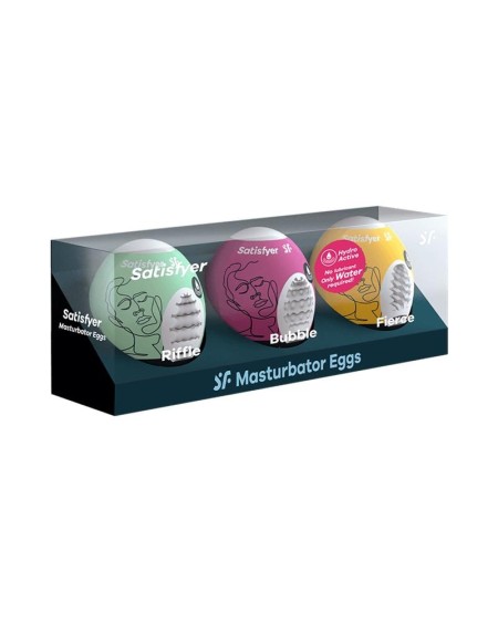 set of 3 masturbator egg riffle, bubble and fierce