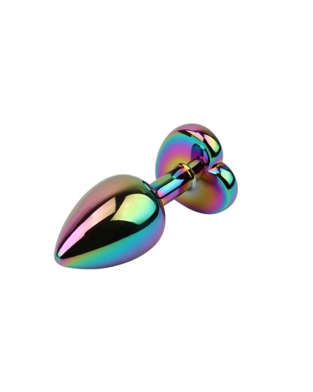 rainbow effect metal butt plug with heart jewel 2,7