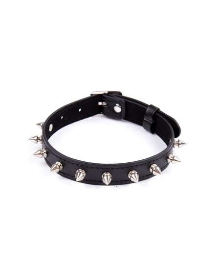 collar with spikes adjustable 43 cm noir