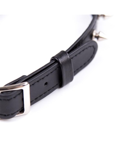 collar with spikes adjustable 43 cm noir