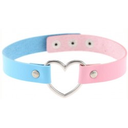 Ras de cou HEART DUO Bleu-Rose