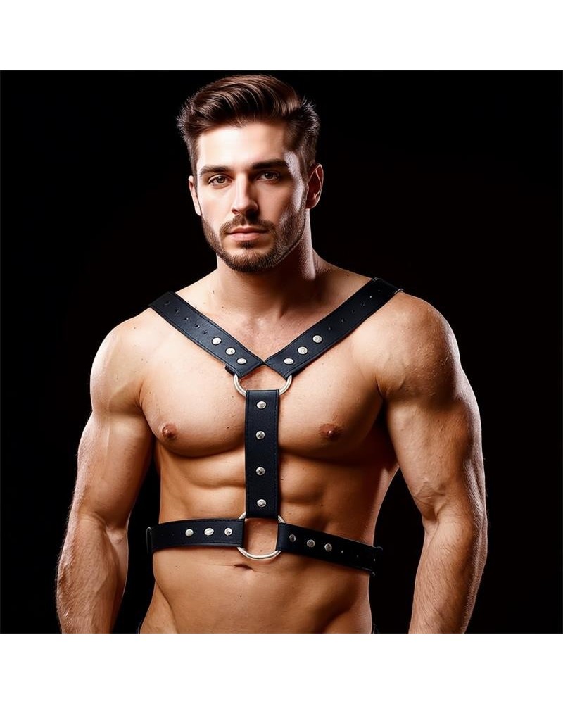 fabrio male chest bondage harness vegan leather
