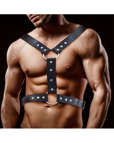 fabrio male chest bondage harness vegan leather