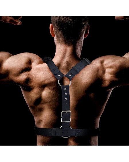fabrio male chest bondage harness vegan leather