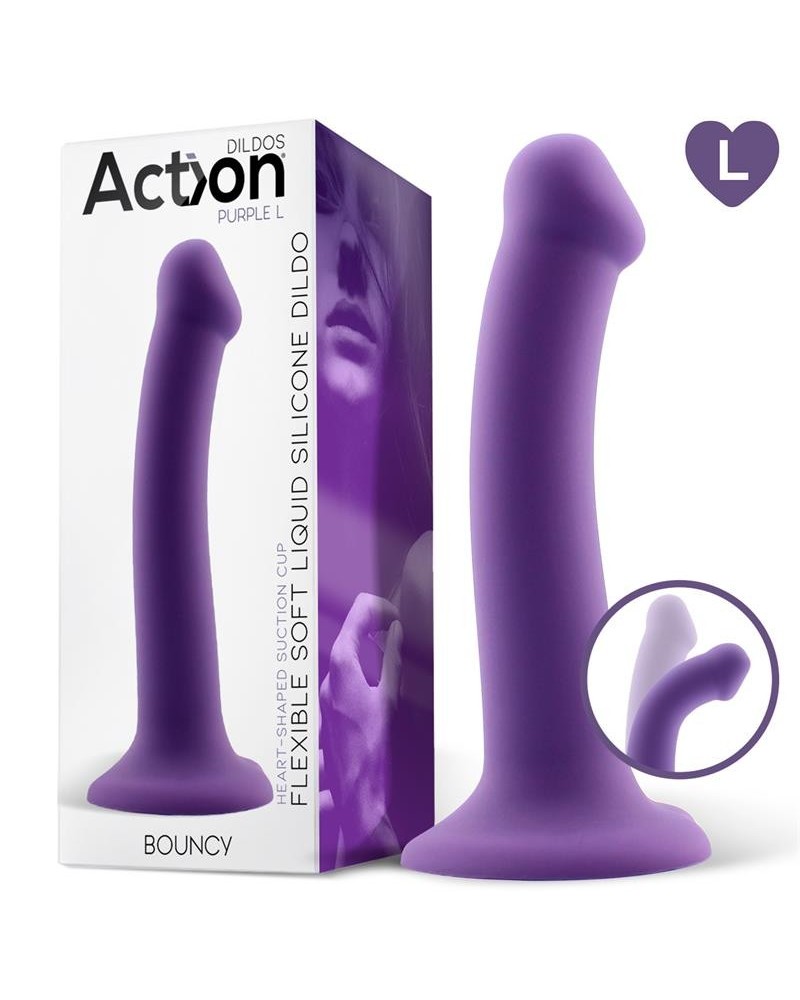 bouncy liquid silicone dildo hiper flexible 7.5 - 19 cm size l violet