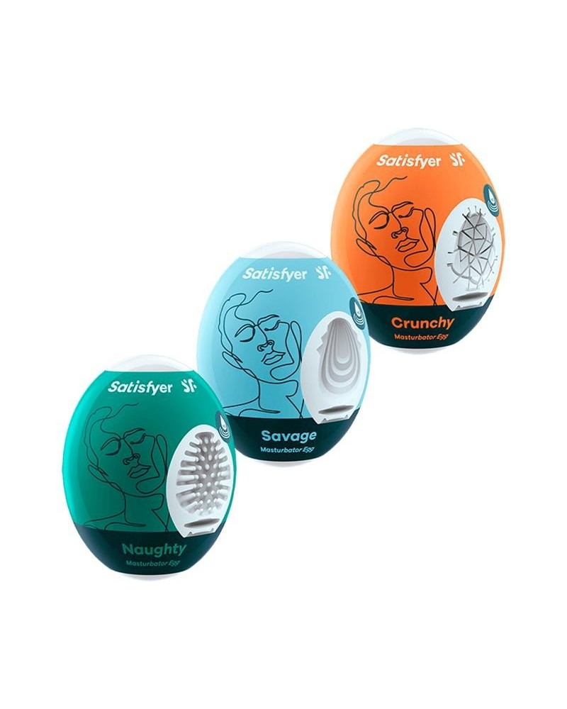 set of 3 masturbator egg naughty, savage and crunch