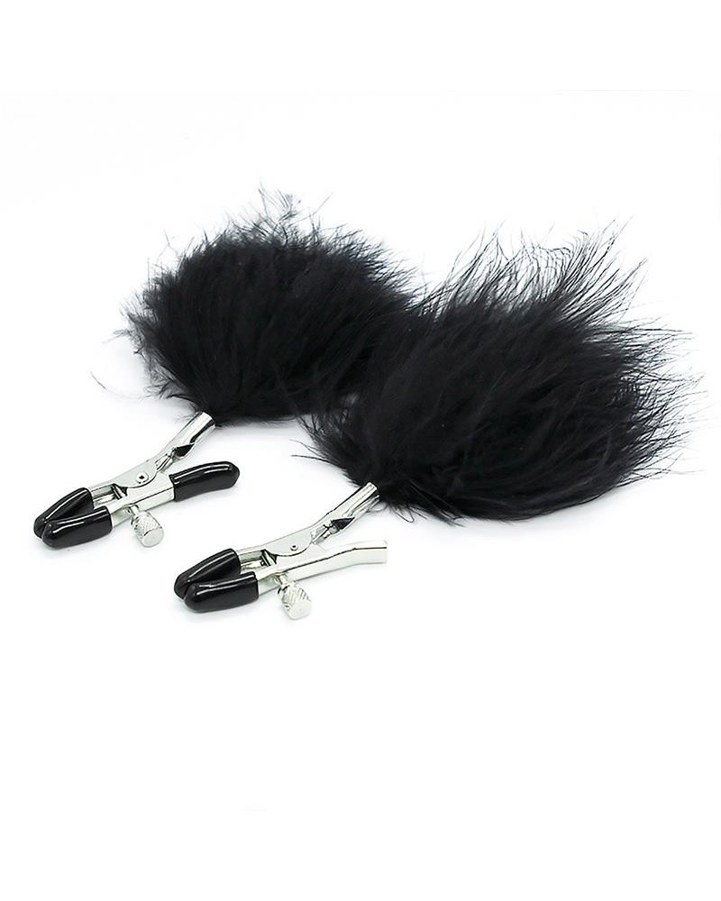 nipple clamps with noir feather