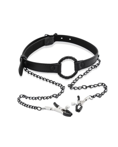 o ring gag and nipple clamps vegan leather
