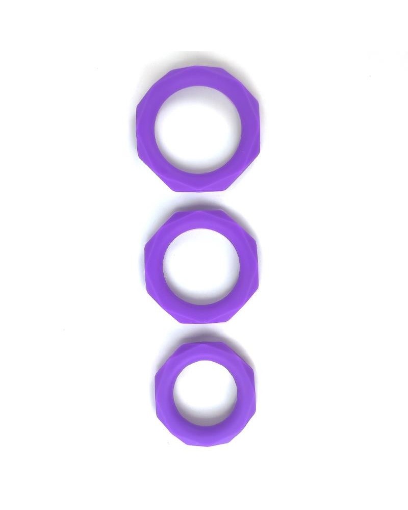 set of 3 penis rings silicone violet