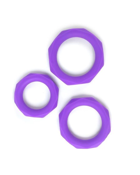 set of 3 penis rings silicone violet