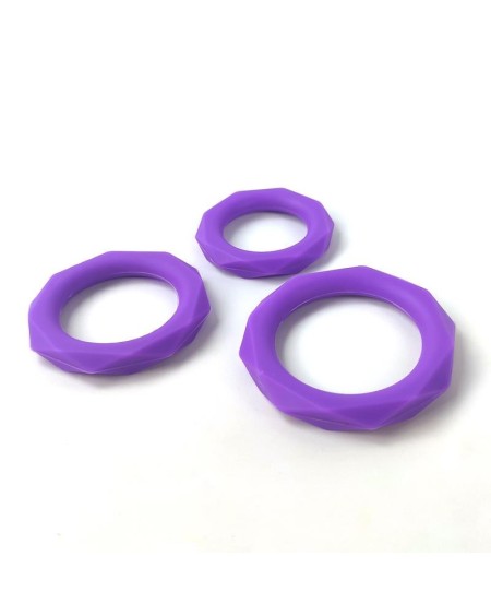 set of 3 penis rings silicone violet