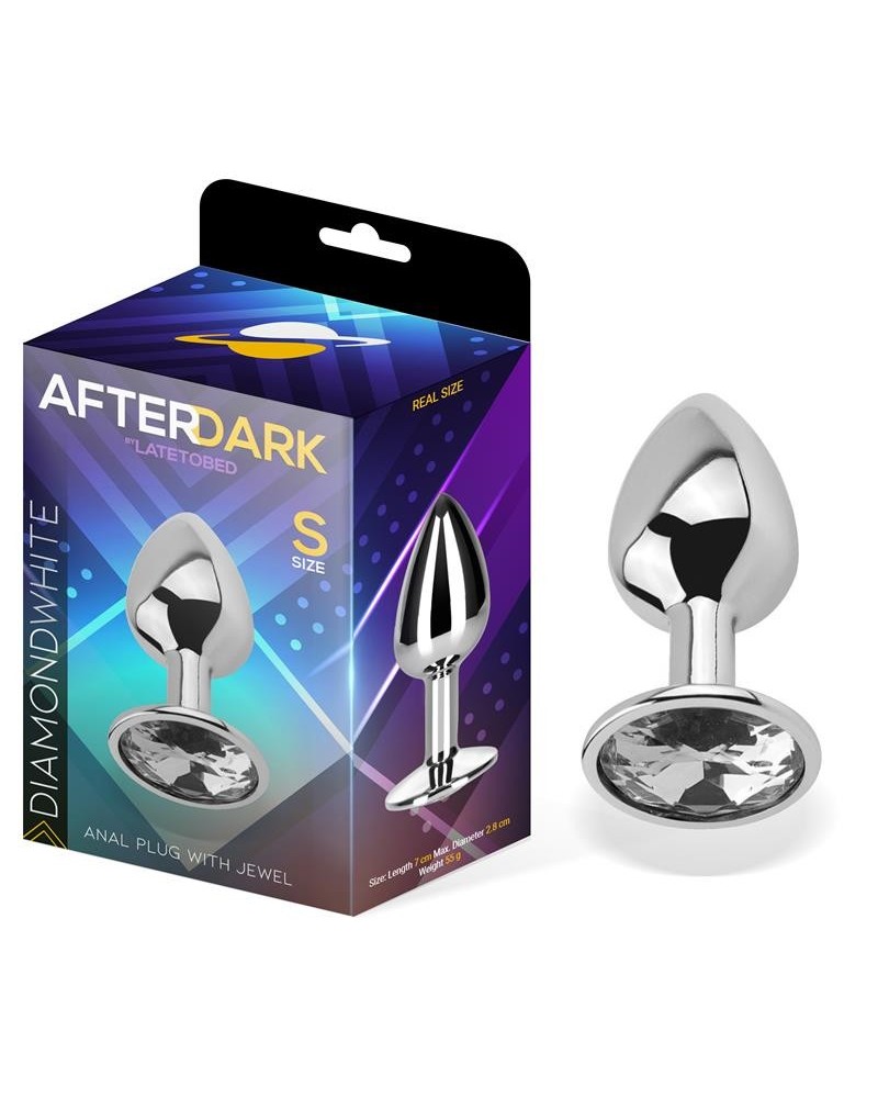 butt plug with jewel diamond white size s aluminium