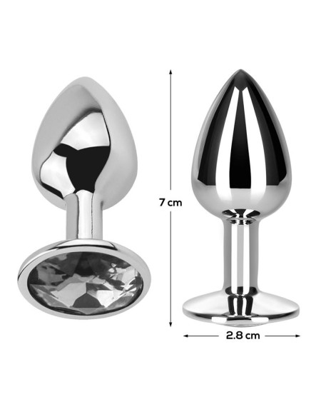 butt plug with jewel diamond white size s aluminium