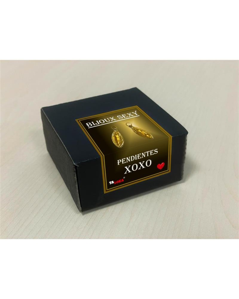 golden vagina-shaped earrings.