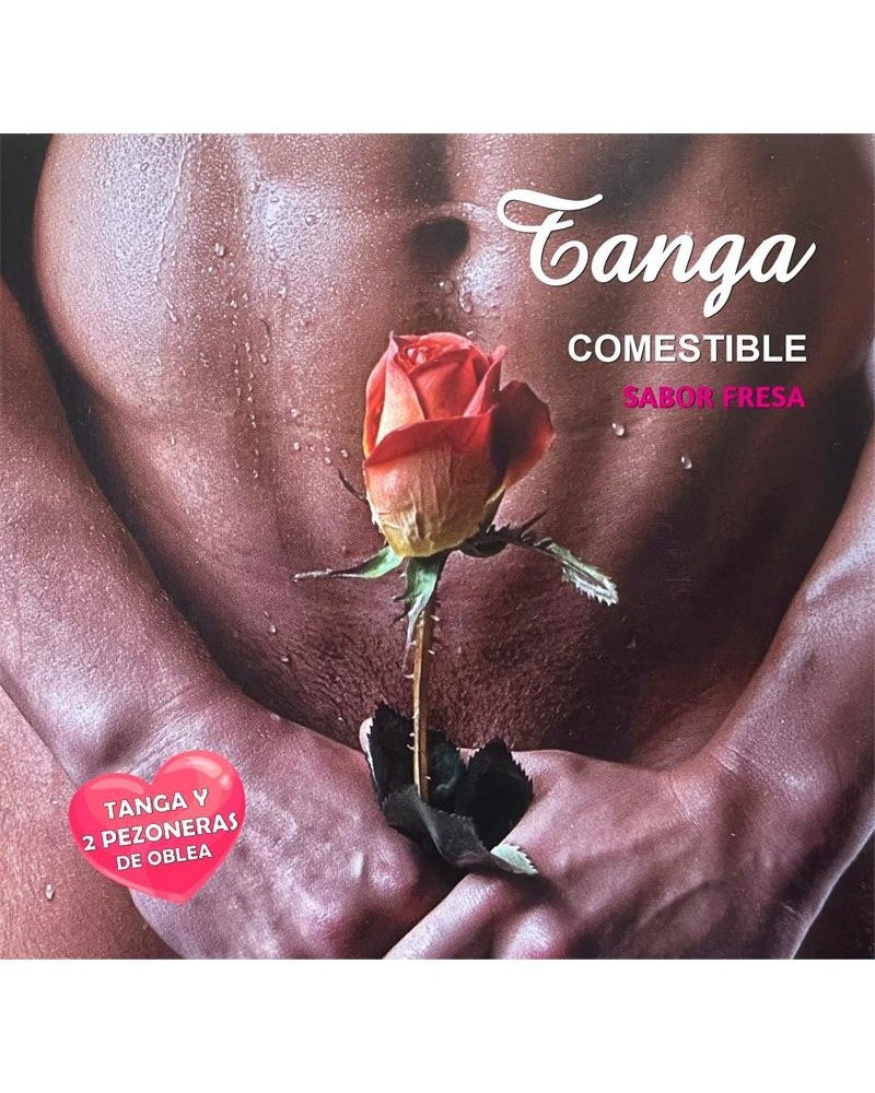 wafer thong and two strawberry flavored nipple covers