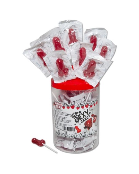 display with 50 penis lollipops strawberry with cherry flavor