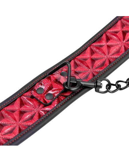 adjustable collar with leash diamond vegan leather