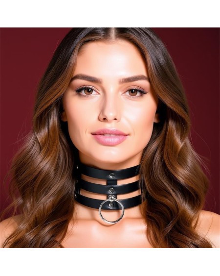 collar wide with ring vegan leather one size