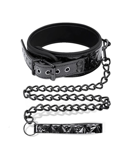 collar with leash sapphire vegan leather