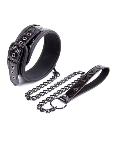 collar with leash sapphire vegan leather
