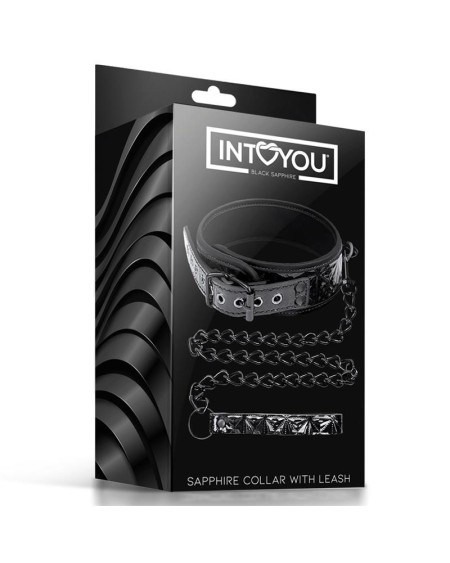 collar with leash sapphire vegan leather