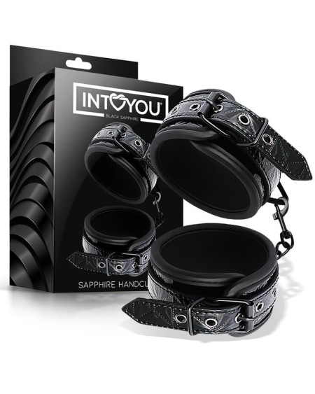 adjustable handcuffs sapphire vegan leather