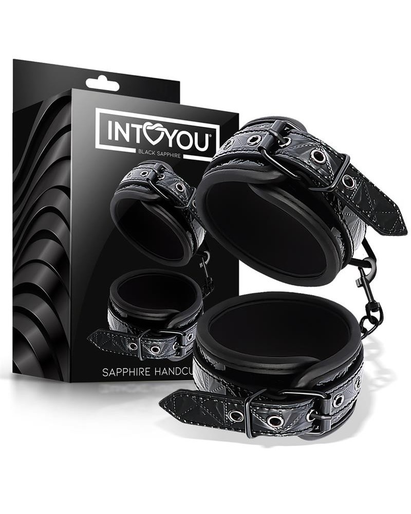 adjustable handcuffs sapphire vegan leather