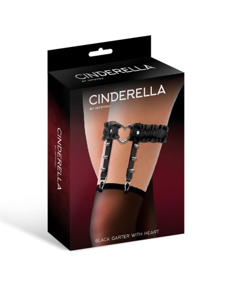 garter with heart and ruffles vegan leather one size