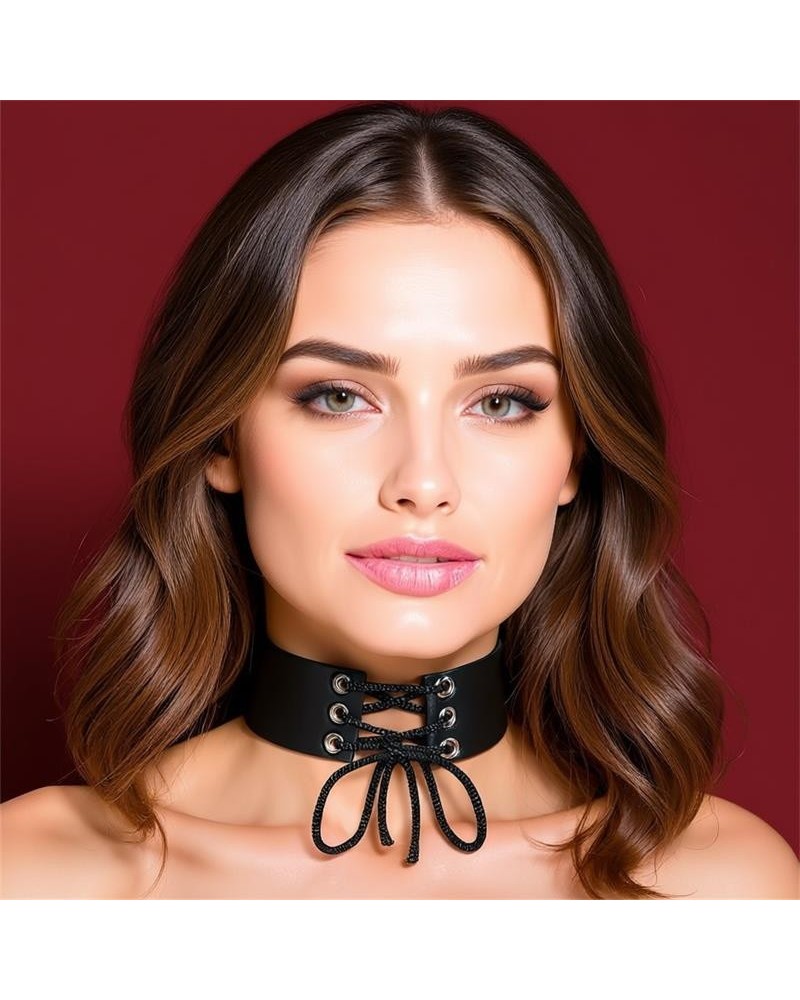 collar with lace vegan leather one size