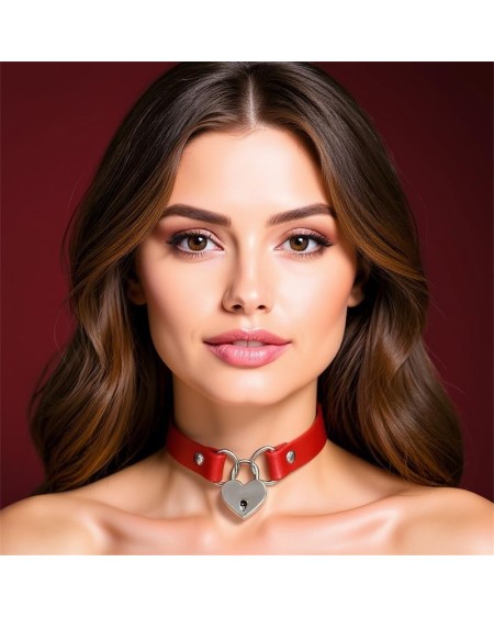 collar with heart lock vegan leather one size