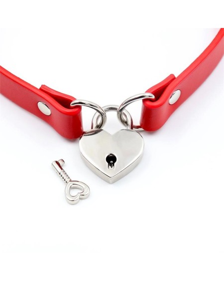 collar with heart lock vegan leather one size