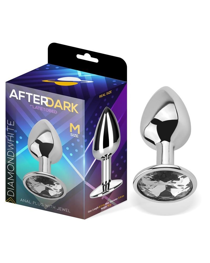 butt plug with jewel diamond white size m aluminium