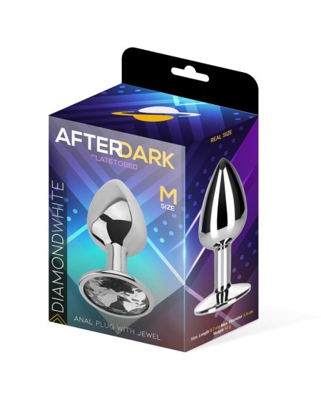 butt plug with jewel diamond white size m aluminium