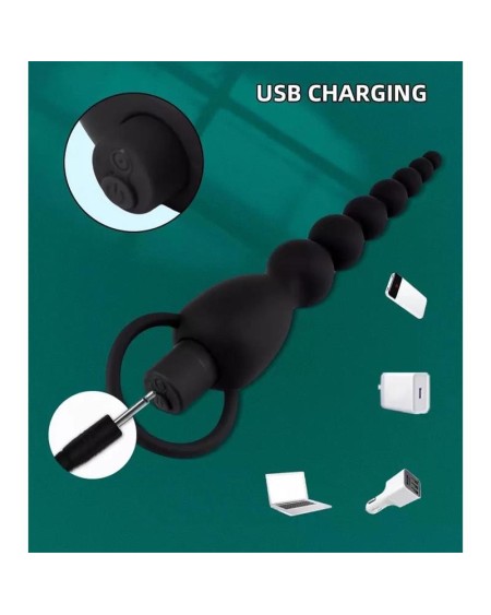 marbe anal chain with vibration usb silicone