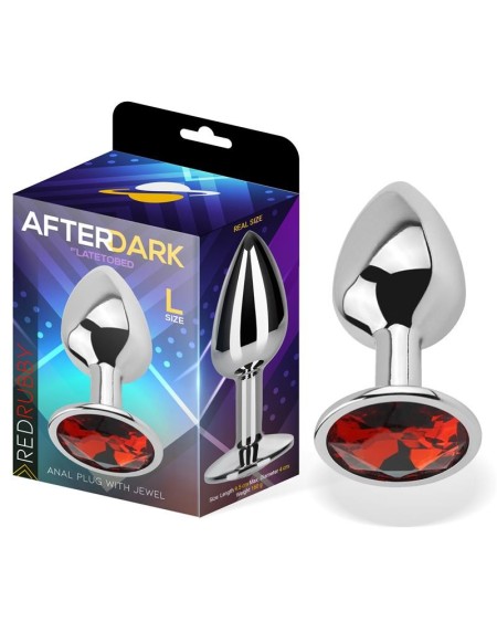 butt plug with jewel red rubby size l aluminium
