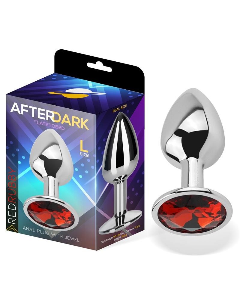butt plug with jewel red rubby size l aluminium