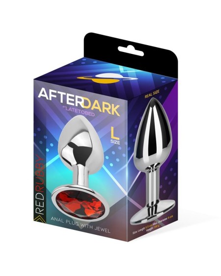 butt plug with jewel red rubby size l aluminium