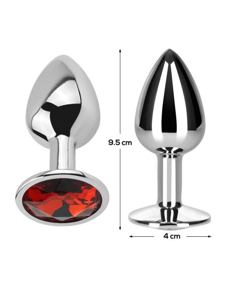 butt plug with jewel red rubby size l aluminium