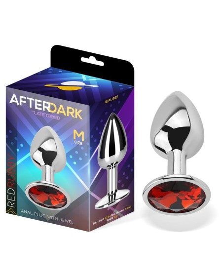 butt plug with jewel red rubby size m aluminium