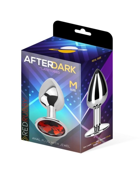 butt plug with jewel red rubby size m aluminium