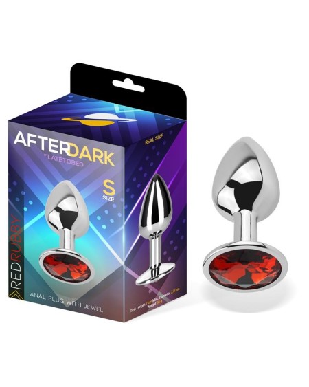 butt plug with jewel red rubby size s aluminium