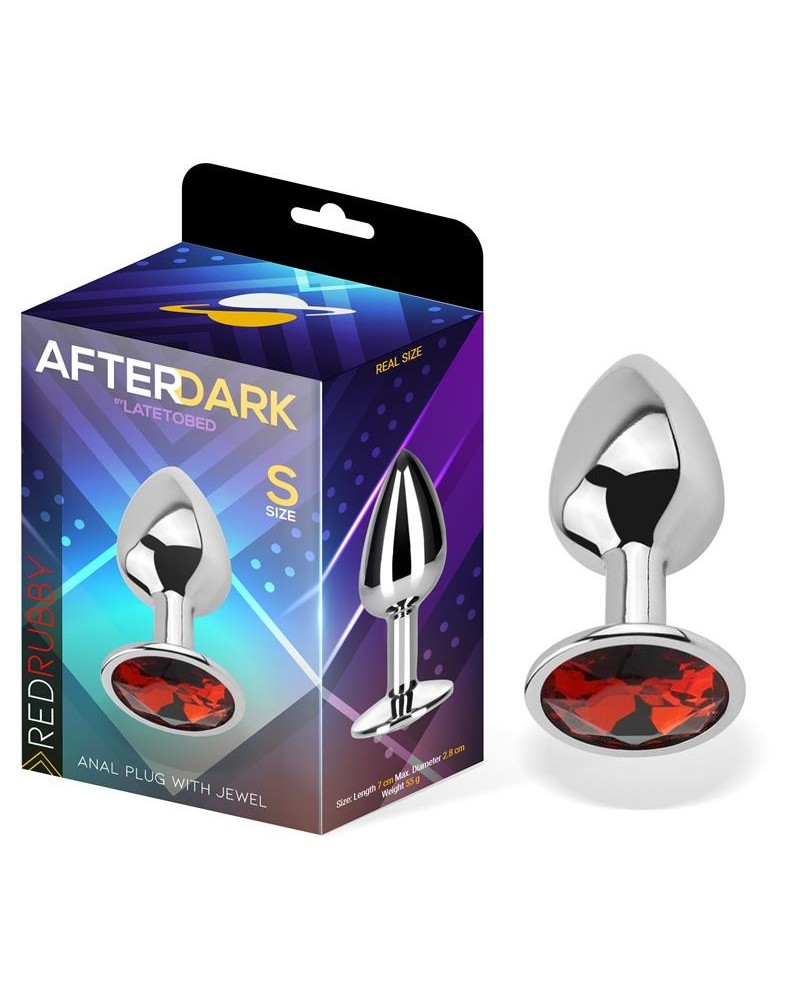 butt plug with jewel red rubby size s aluminium
