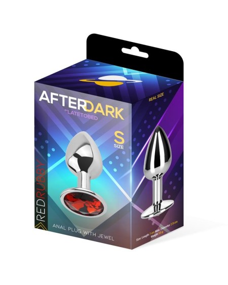 butt plug with jewel red rubby size s aluminium