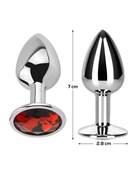 butt plug with jewel red rubby size s aluminium