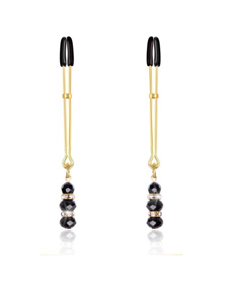 nipple clamps with glass beads golden